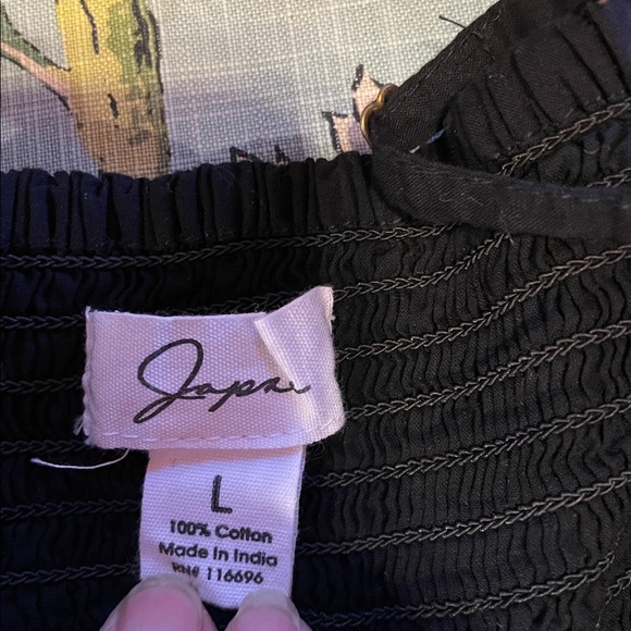 Japna Tops - Japa Black Eyelet Ruched Back Babydoll Top, Size L